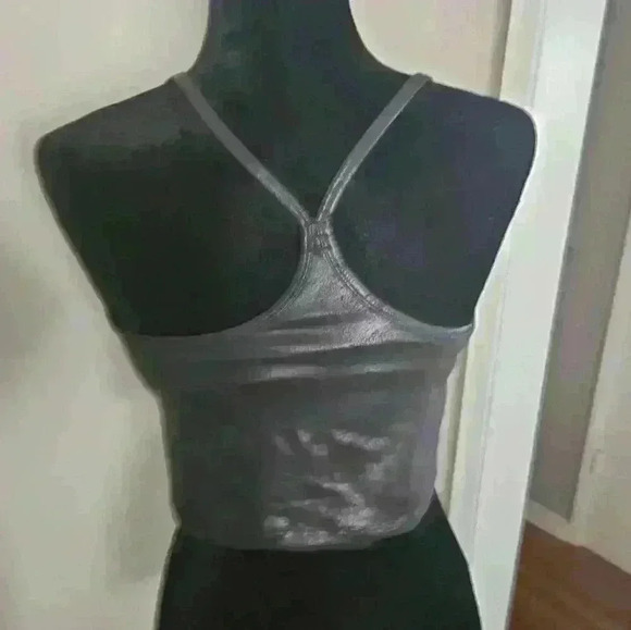 Aerie Womens Stretch Extensible Medium Support Black Crackle Faux Leather M - Picture 3 of 12